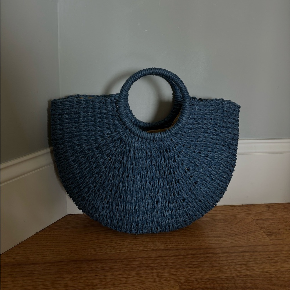 Tweed woven muted blue purse